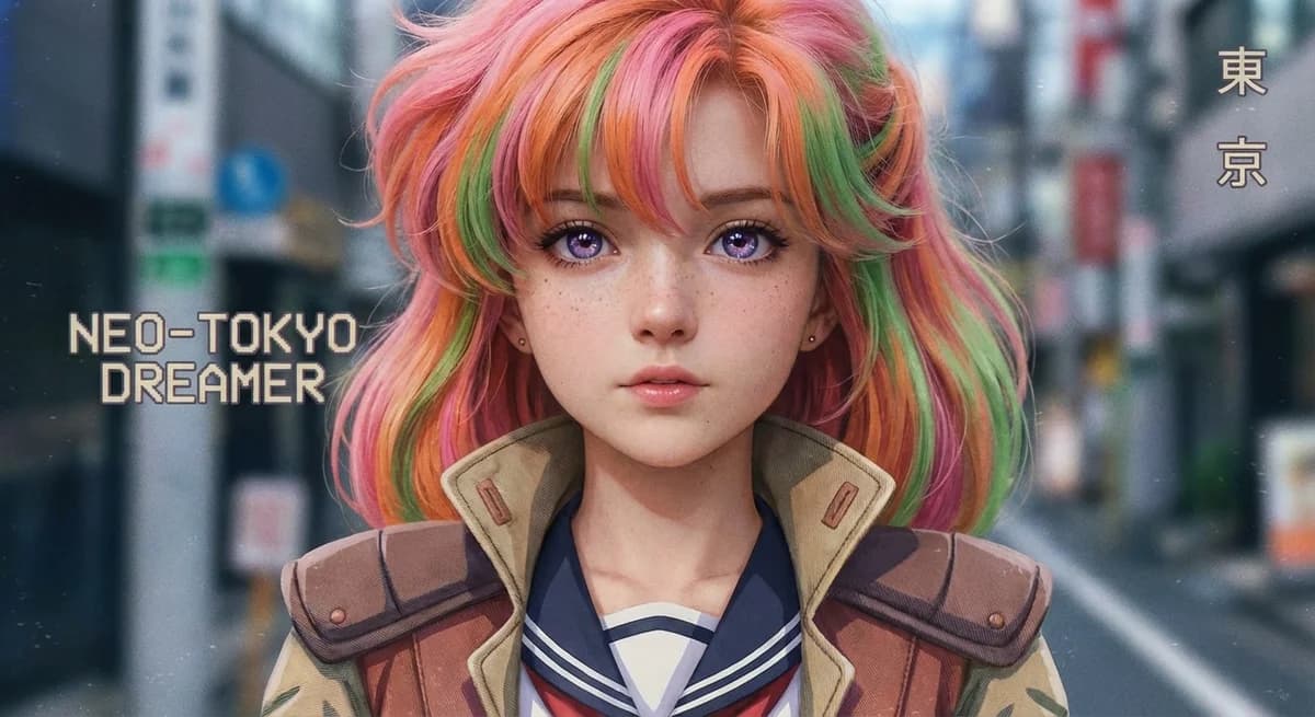 Realistic human version of retro anime
