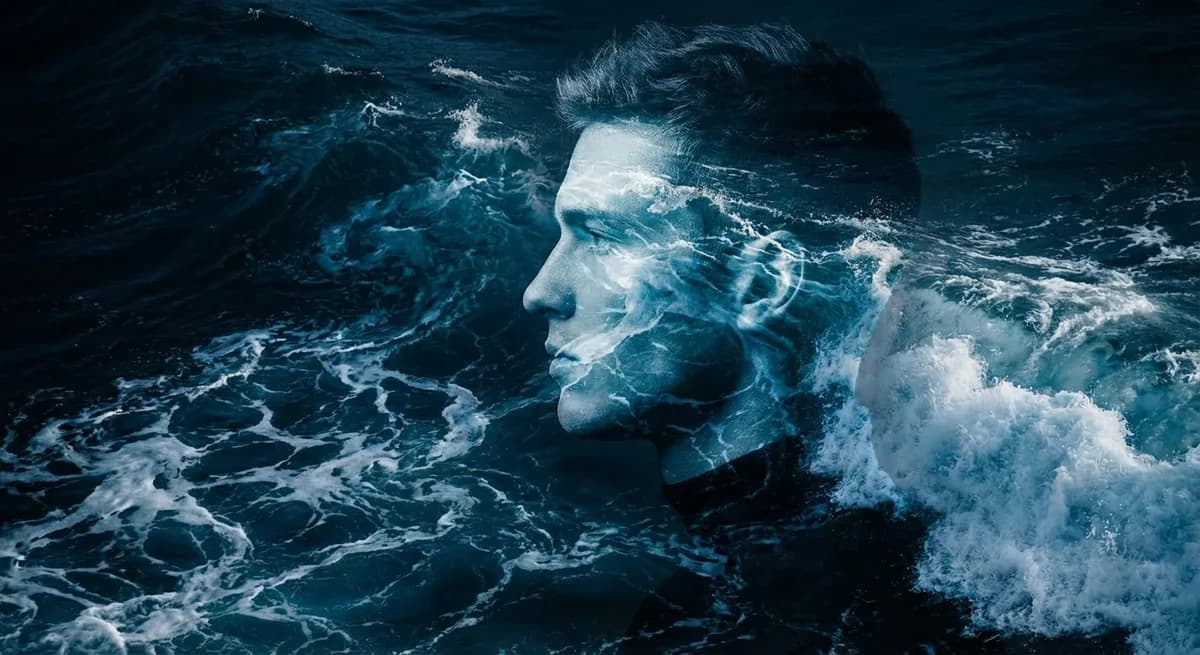 Ocean Soul - Double exposure portrait with Ocean Waves