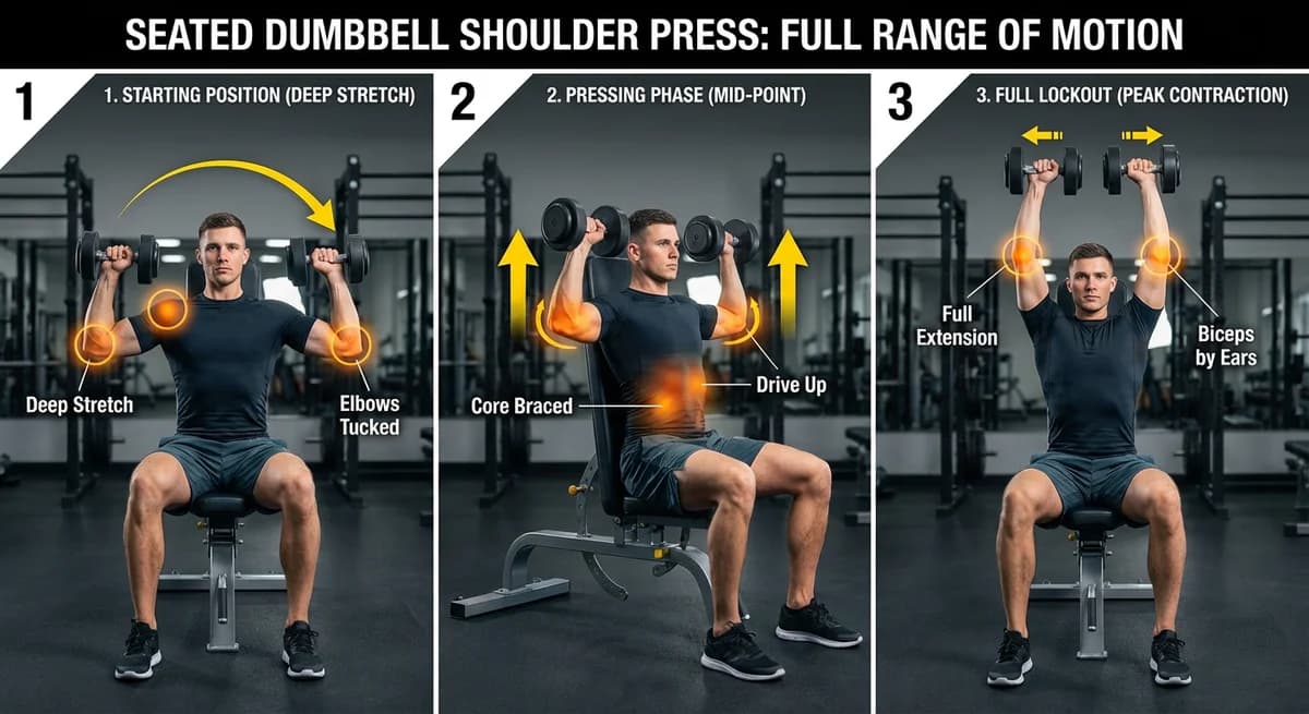 Dumbbell shoulder press with controlled tempo