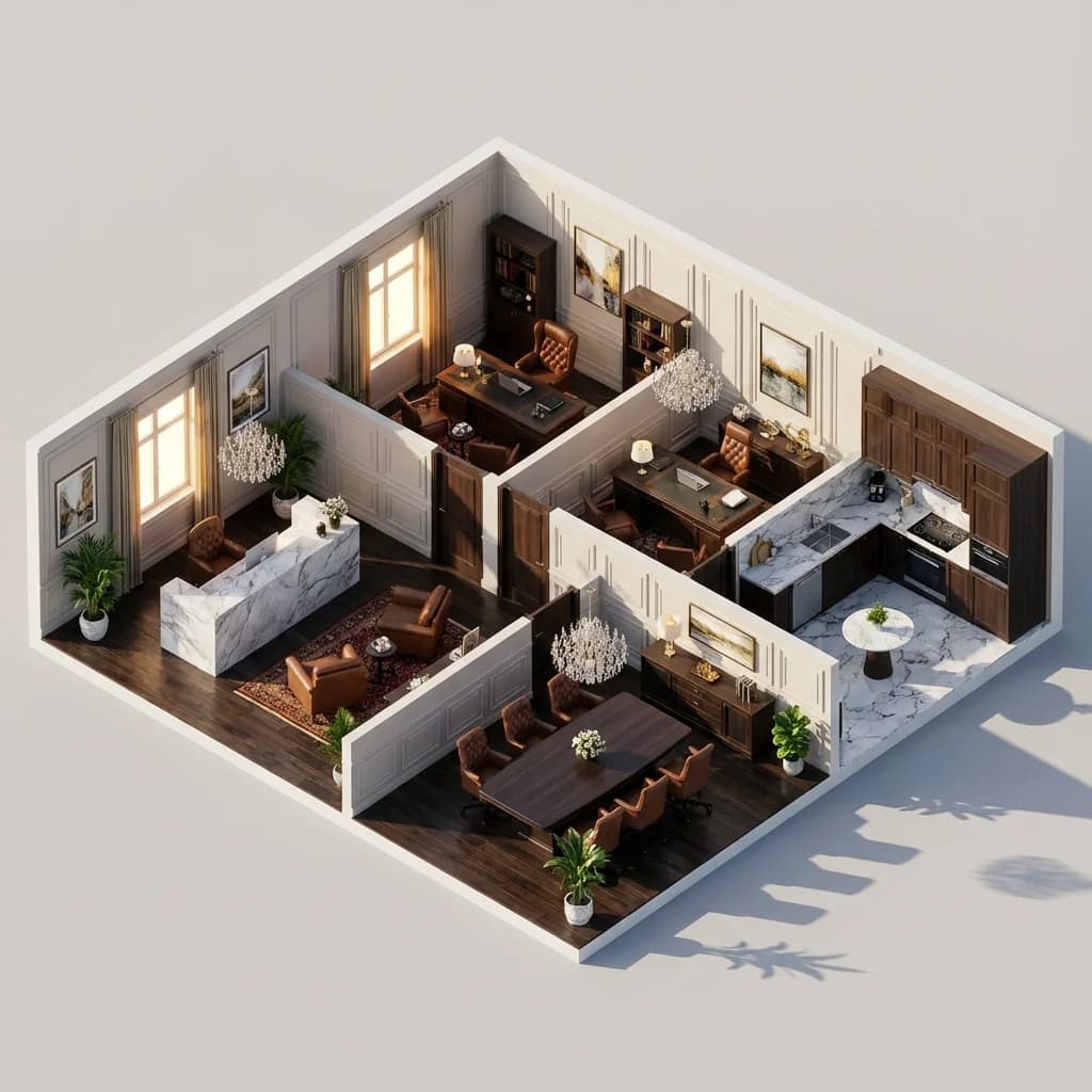 Office Floor Plan - Luxury style floor plan rendering