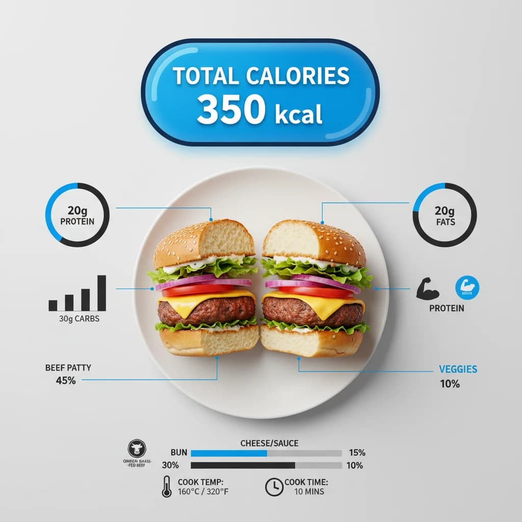Burger Cross-Section nutrition infographic - Vibrant Colorful style