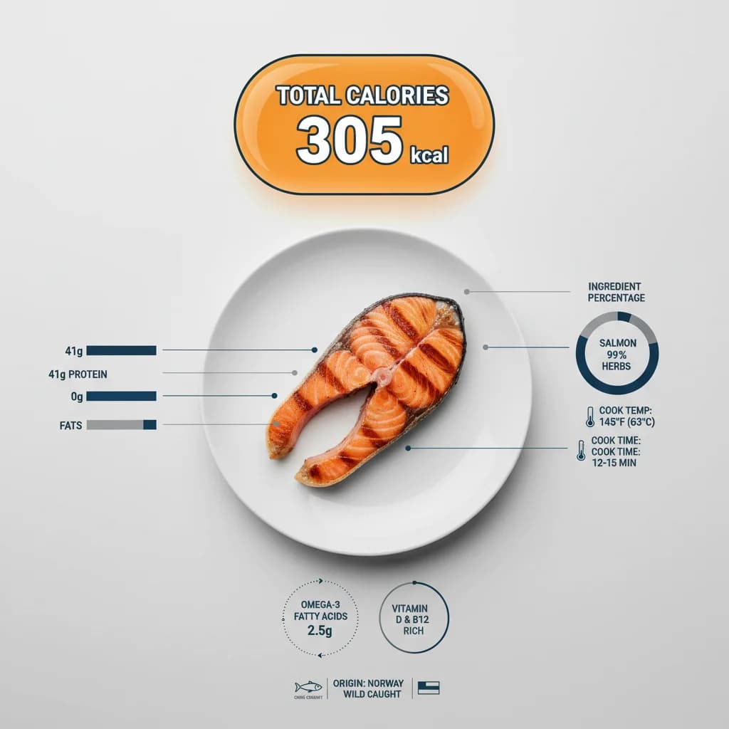 Grilled Salmon nutrition infographic - Natural Editorial style