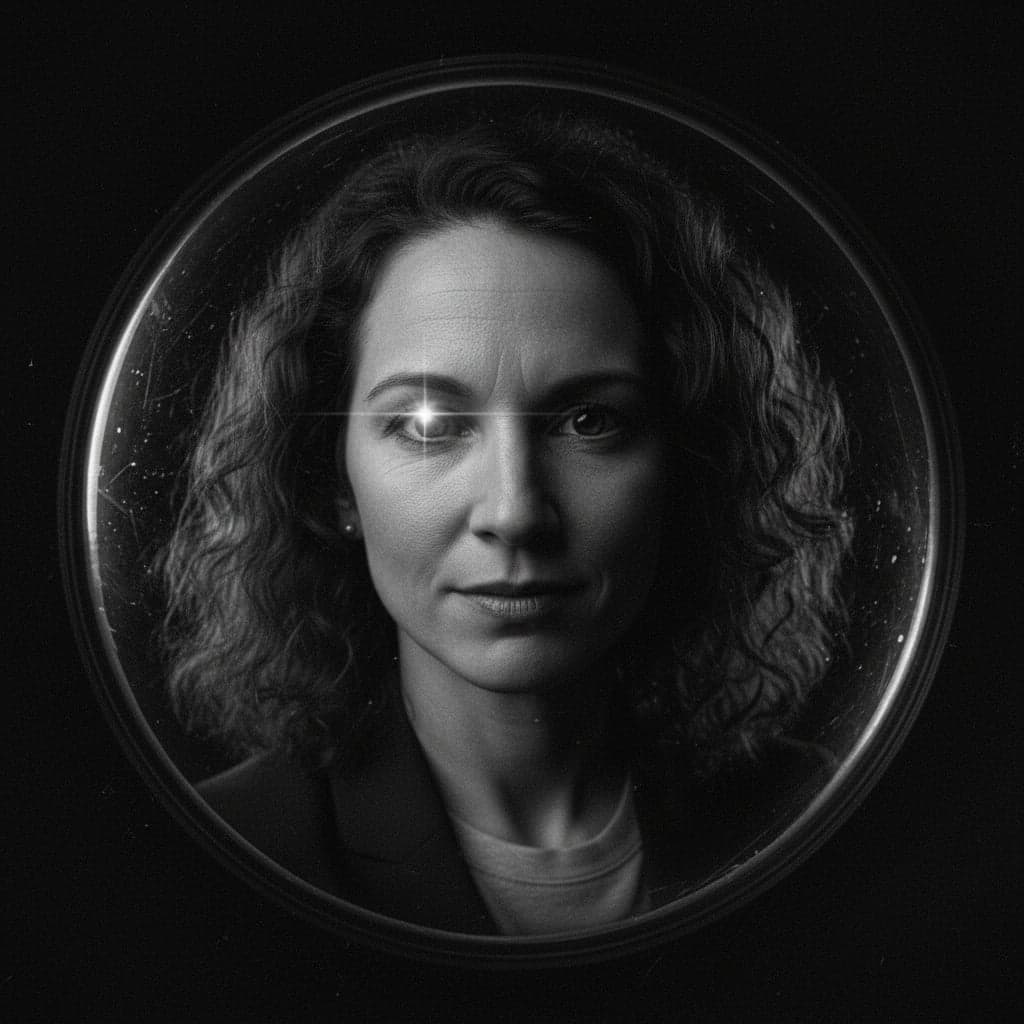 Horror peephole transformation - Horror podcast cover art with dramatic lighting