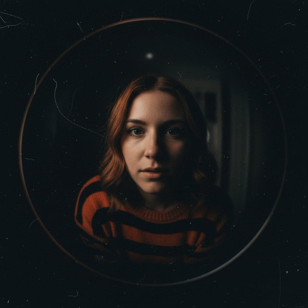 Horror peephole transformation - Halloween social media profile with VHS aesthetic