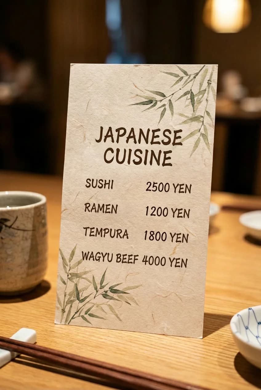 Japanese Restaurant Menu - Translated (English)