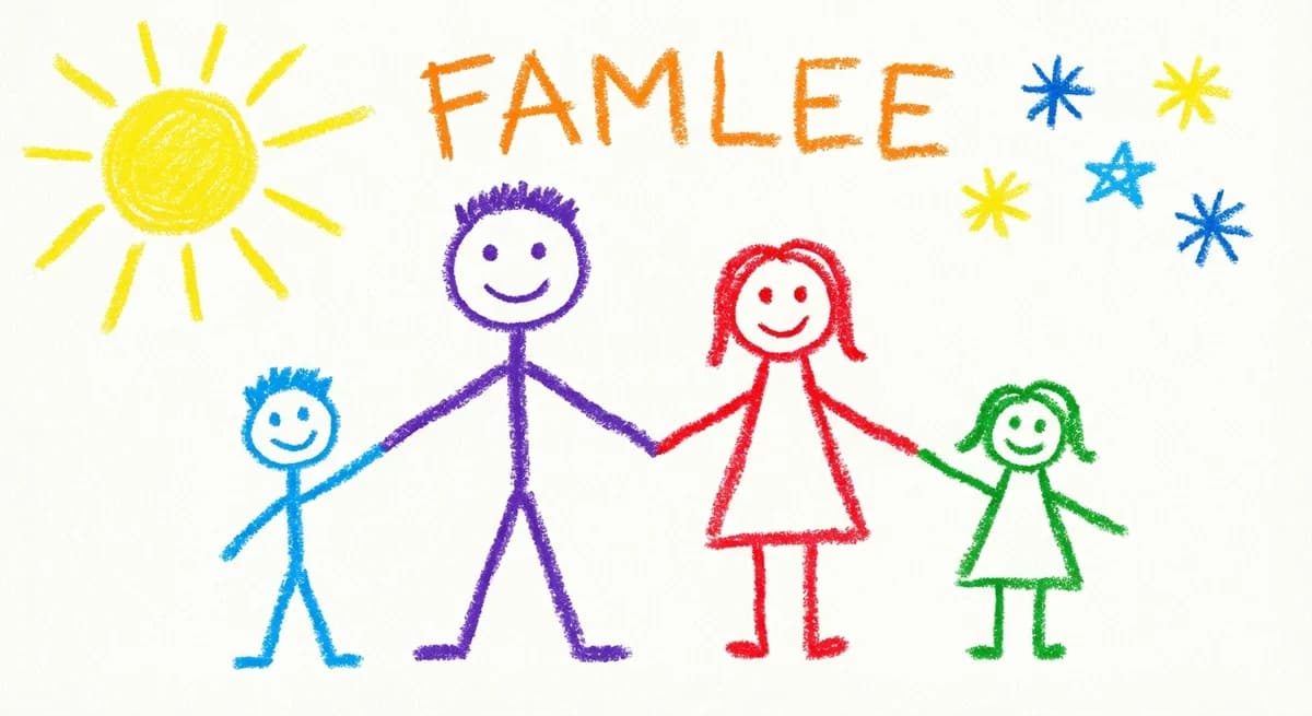 Kids drawing style: Family Portrait