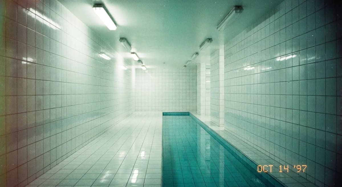 Liminal space Poolcore - Tiles and water reflection