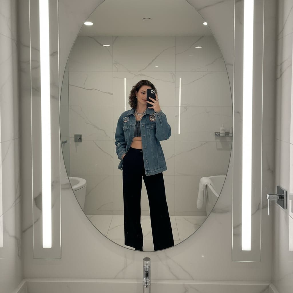 Luxury bathroom mirror selfie - AI generated
