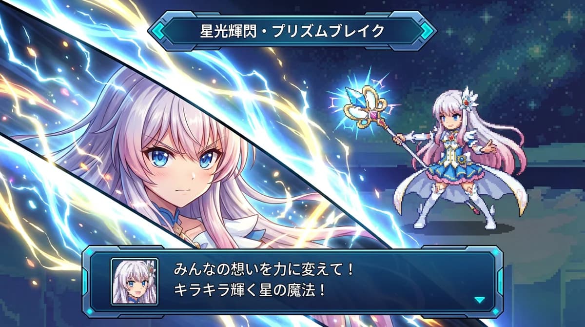 SRW battle scene generator with magical girl anime character special attack