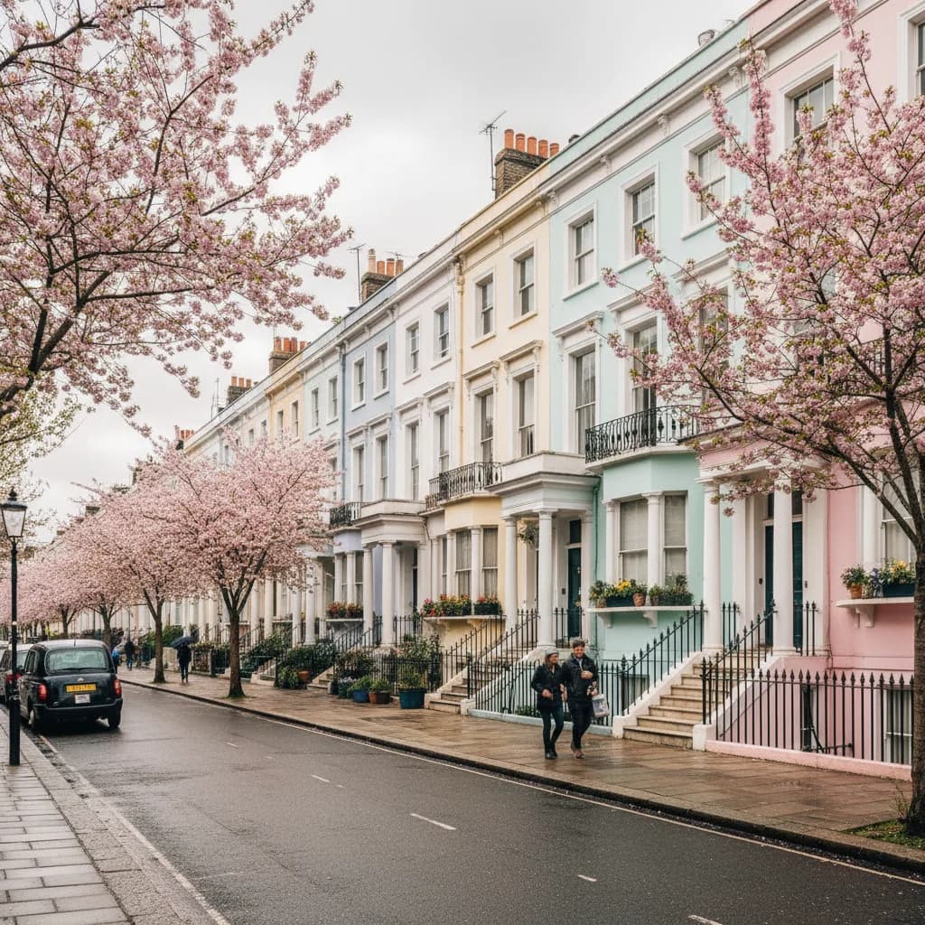 Street photo of London Notting Hill colorful houses