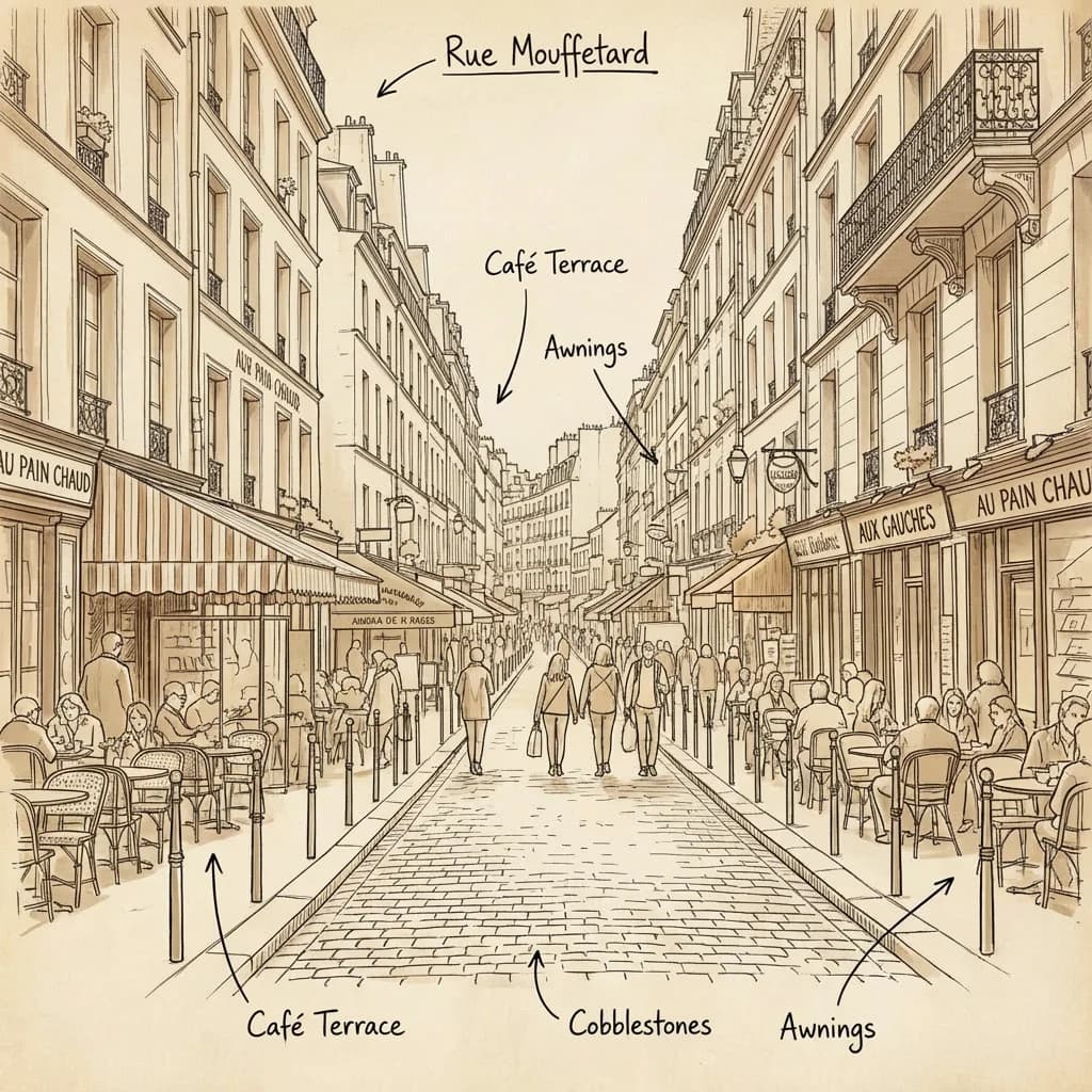 Urban sketch of Paris Montmartre in watercolor style