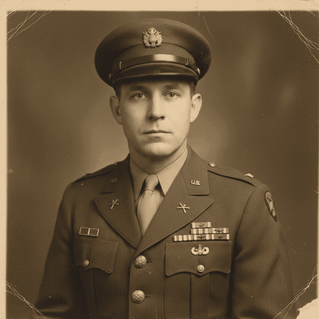 1940s Military portrait - Before restoration