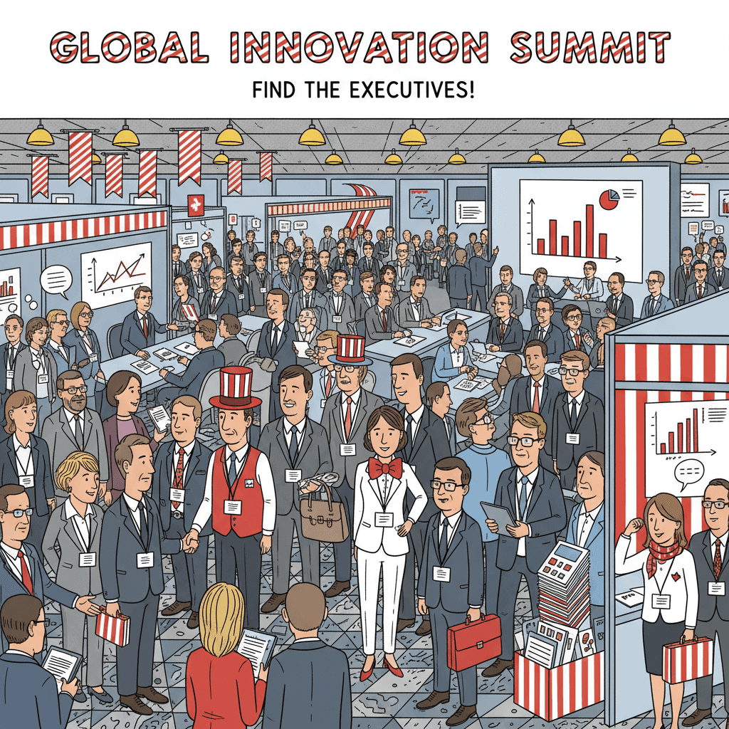 Corporate team event Where&apos;s Waldo poster - networking icebreaker puzzle