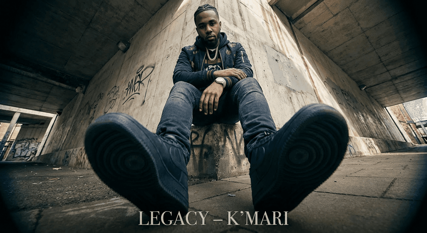 Wide angle portrait transformation for music artist album cover with dramatic ultra-wide lens perspective