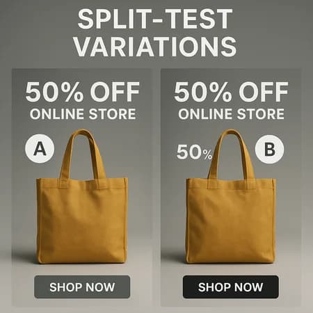 Demo image showing A/B testing ad creatives created with AI