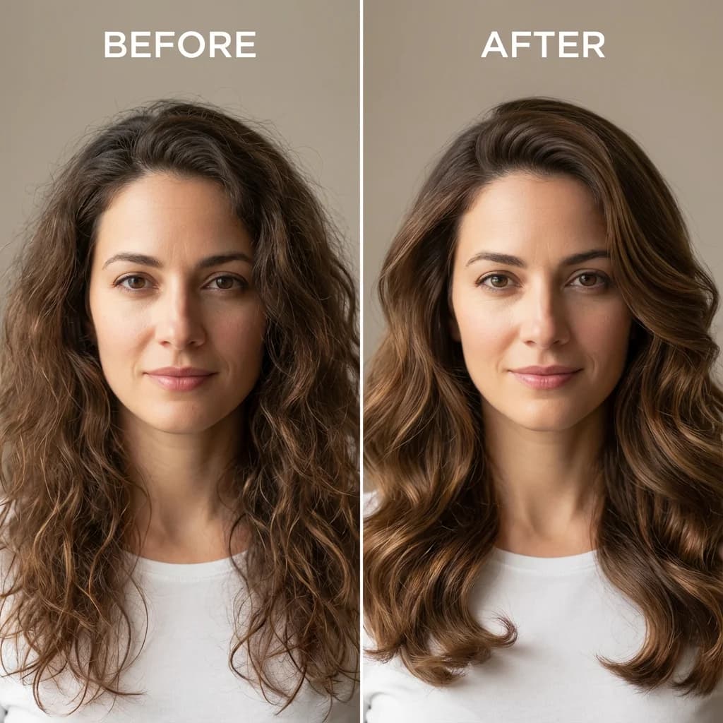 Hair Styling - Before and after comparison