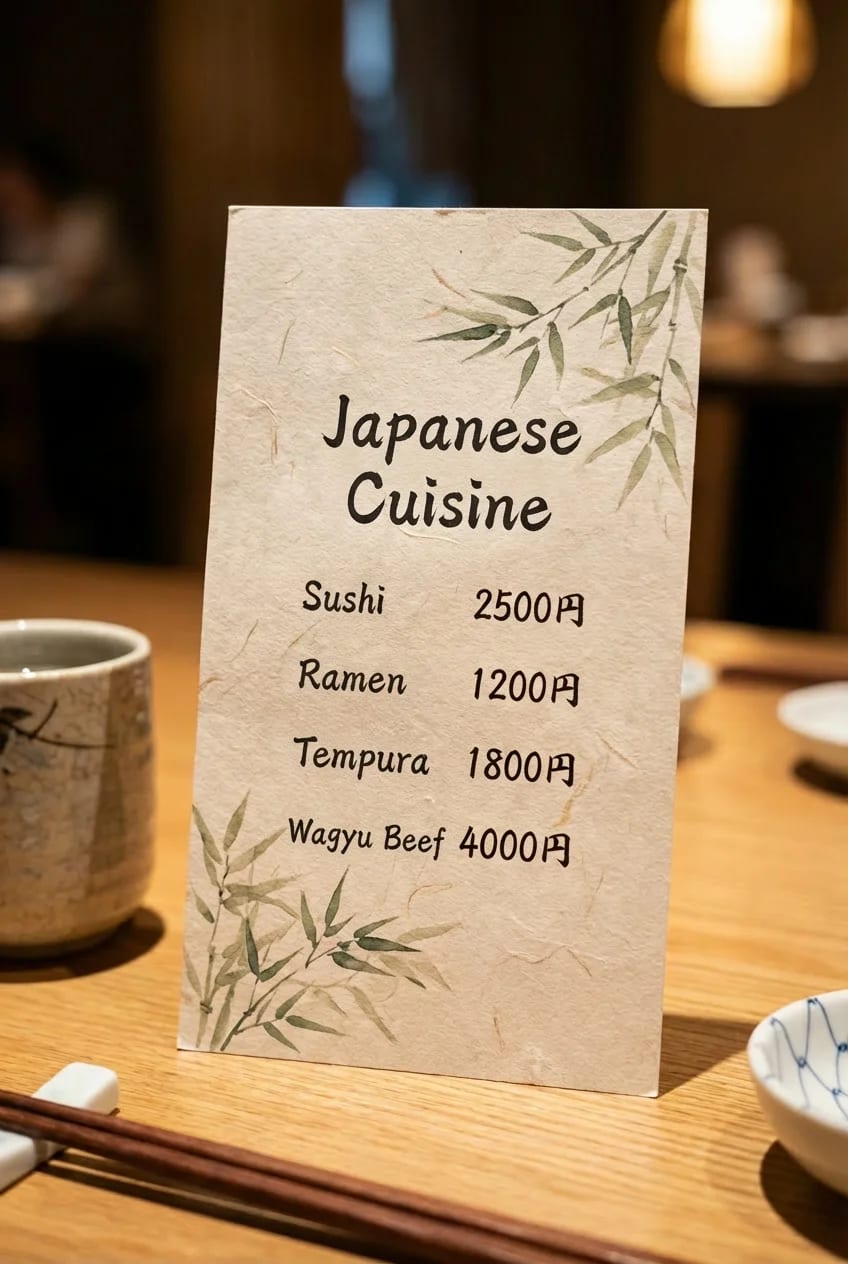 Image translation example showing Japanese menu translated to English