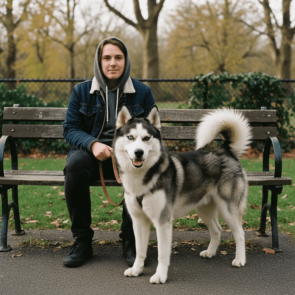 Original everyday photo with Husky