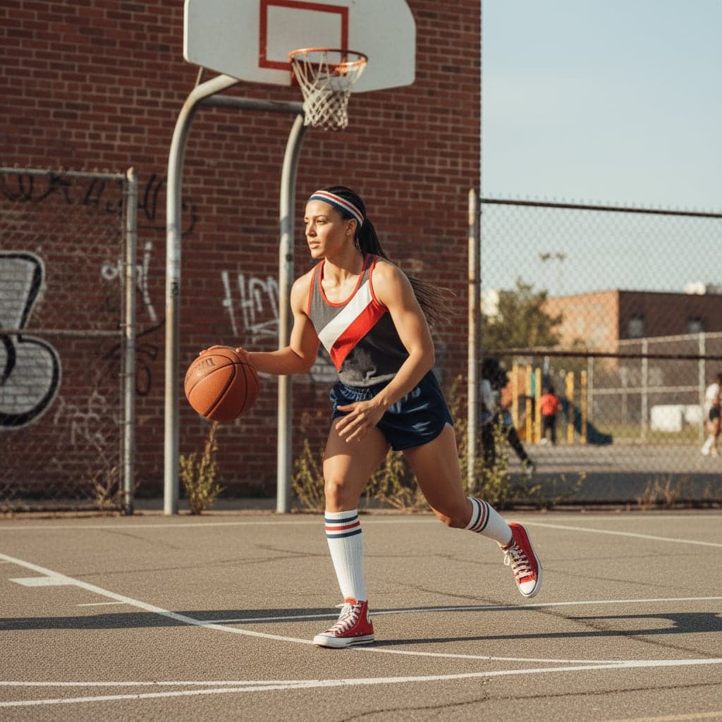 1970s sports photography transformation - 1970s sports photography generator portrait - athlete with retro headband