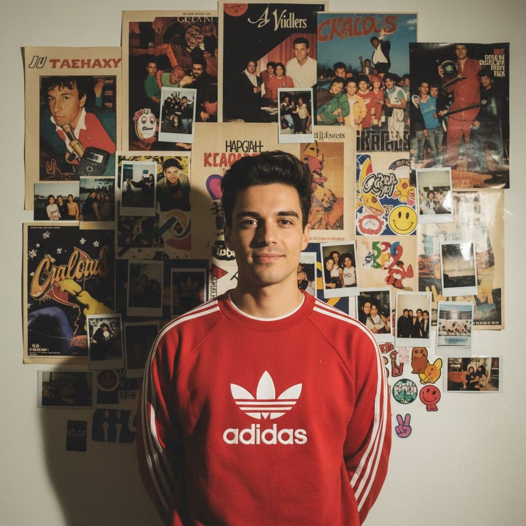 After - 90s bedroom throwback - authentic point-and-shoot camera flash photography with posters and polaroids