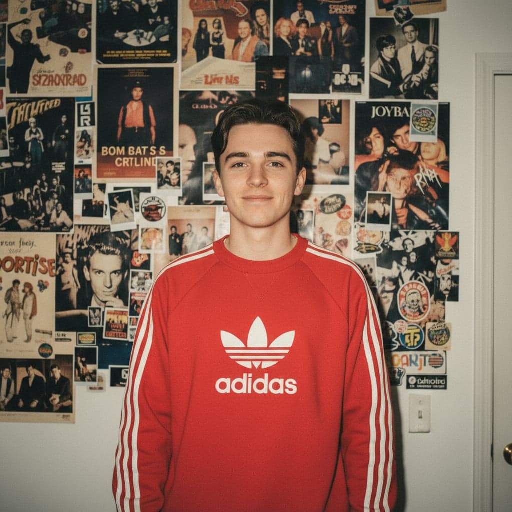 After - 90s bedroom throwback - authentic point-and-shoot camera flash photography with posters and polaroids