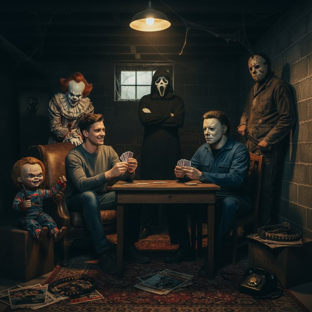 Create Photos with Horror Villains example - cinematic scene with famous characters