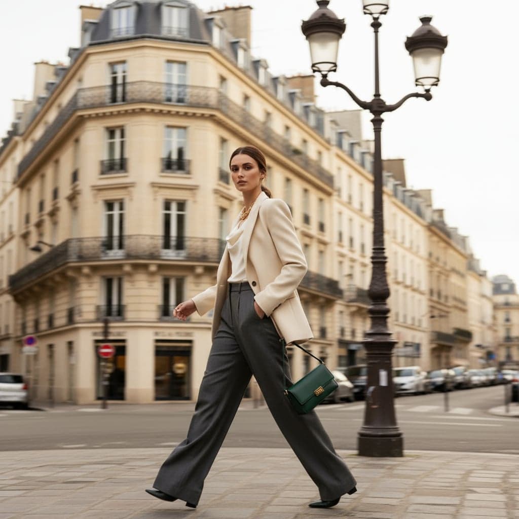 Walking Past - European street style lamppost pose example