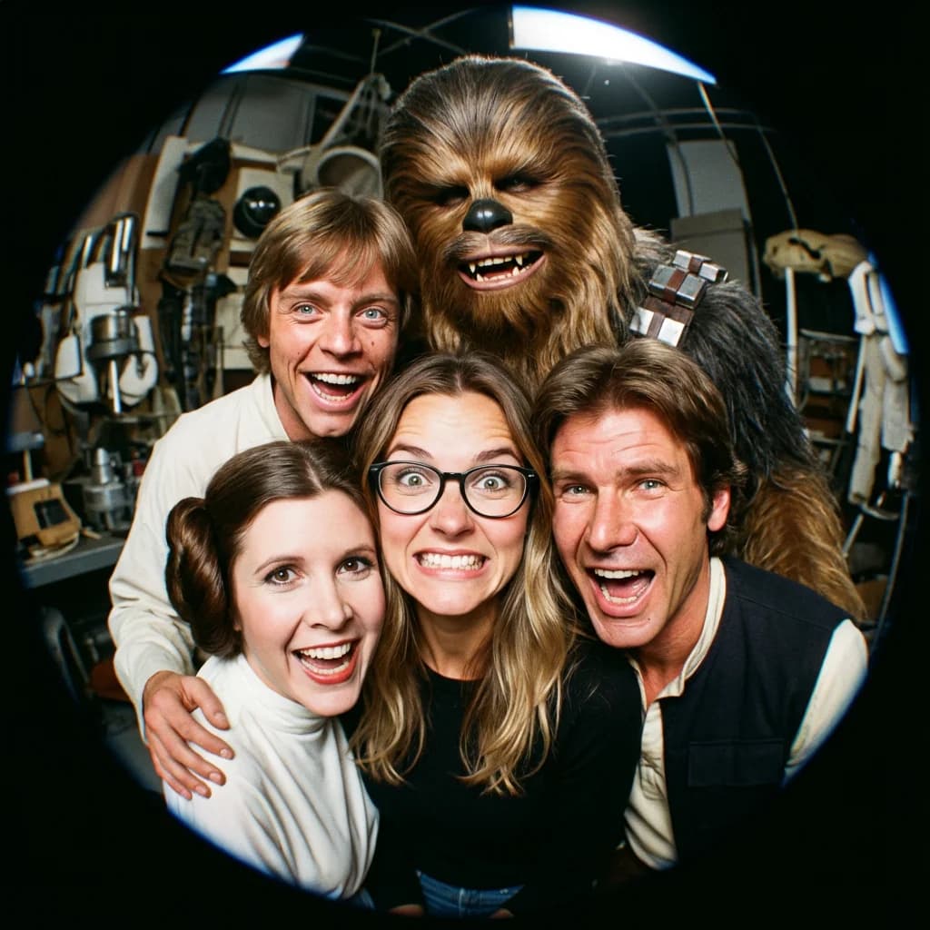 Fisheye selfie with Star Wars characters