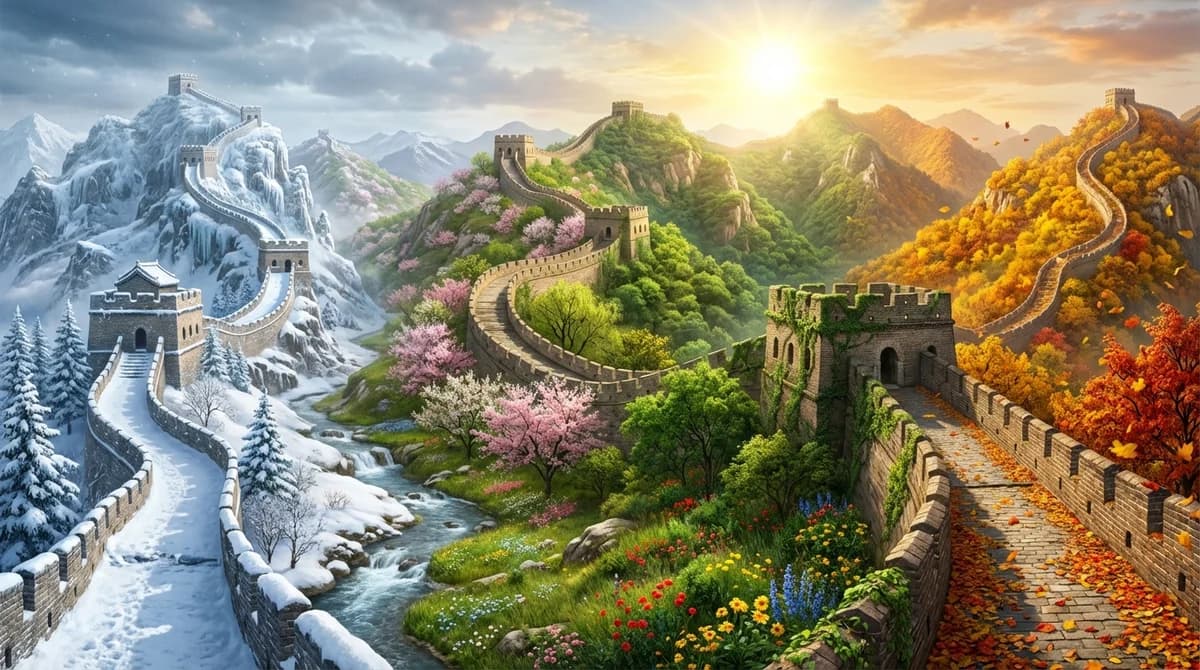 Great Wall - Four seasons art showing seasonal transitions
