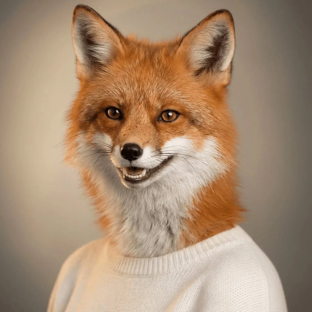 AI generated fox fursona preserving expression and pose