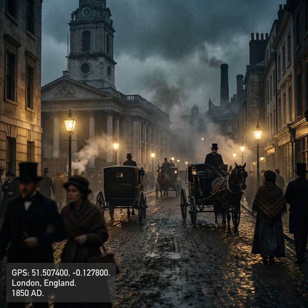 London in 1850 AD - Industrial Revolution cityscape