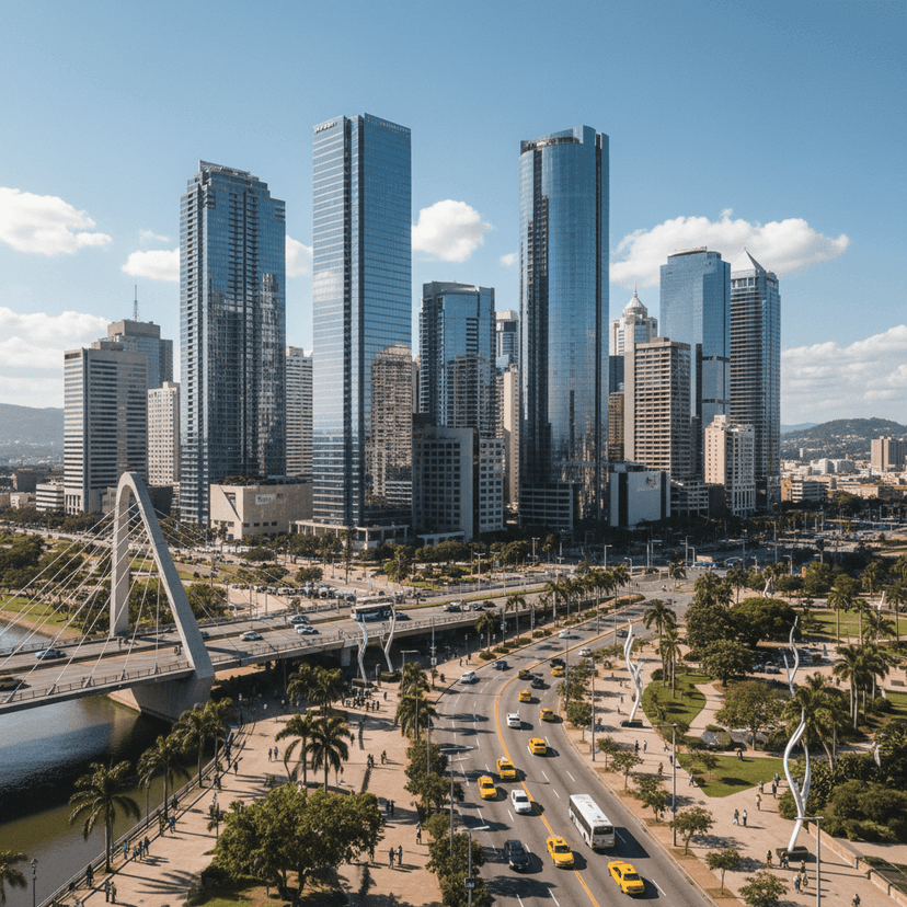 Before GTA filter - Landscape transformed to Vice City cityscape