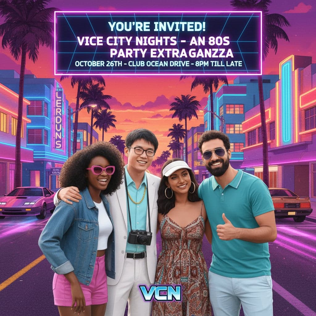 GTA filter use case - 80s Themed Party Invitations