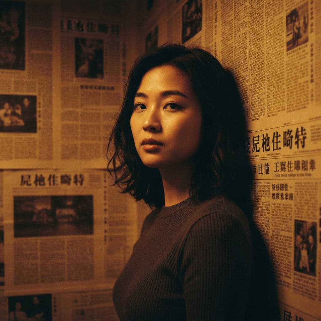 After: Modern portrait transformed into 90s HK newspaper wall aesthetic