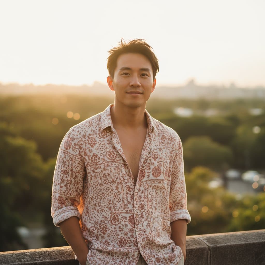 Before: Portrait with neon alley and tungsten lighting