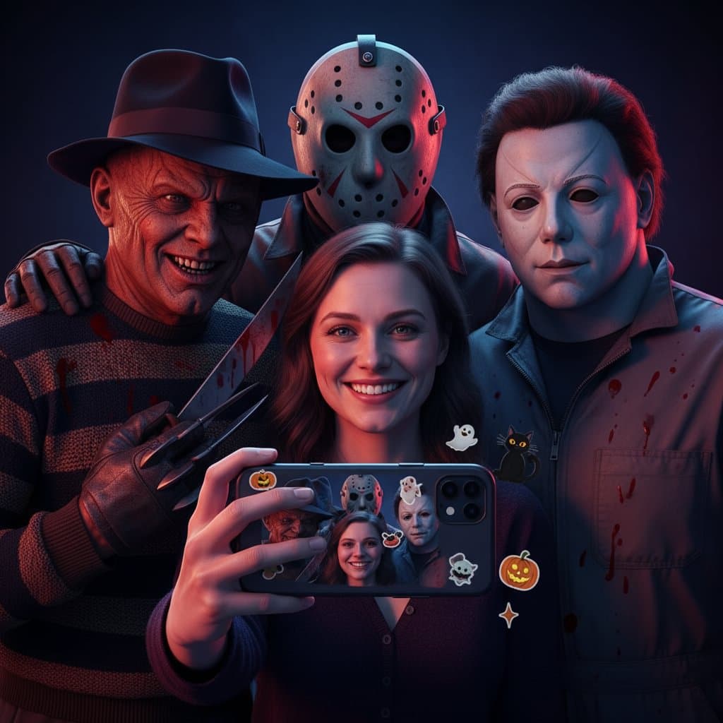 Horror movie group selfie result