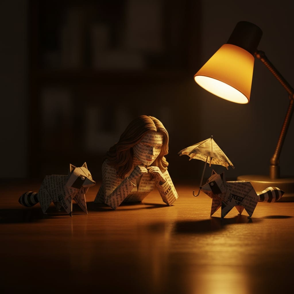 Photo transformed into origami miniature world