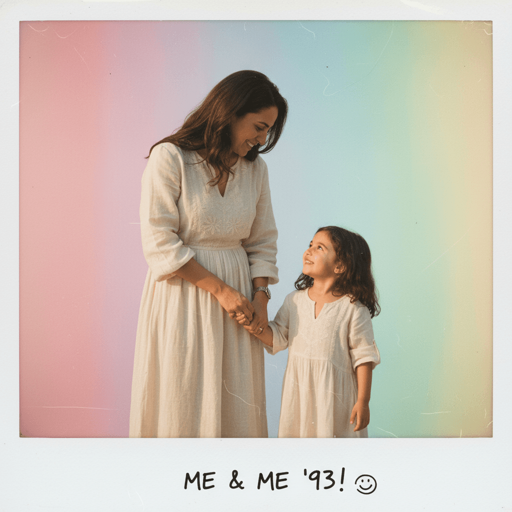 Joyful reunion Polaroid - present meets past