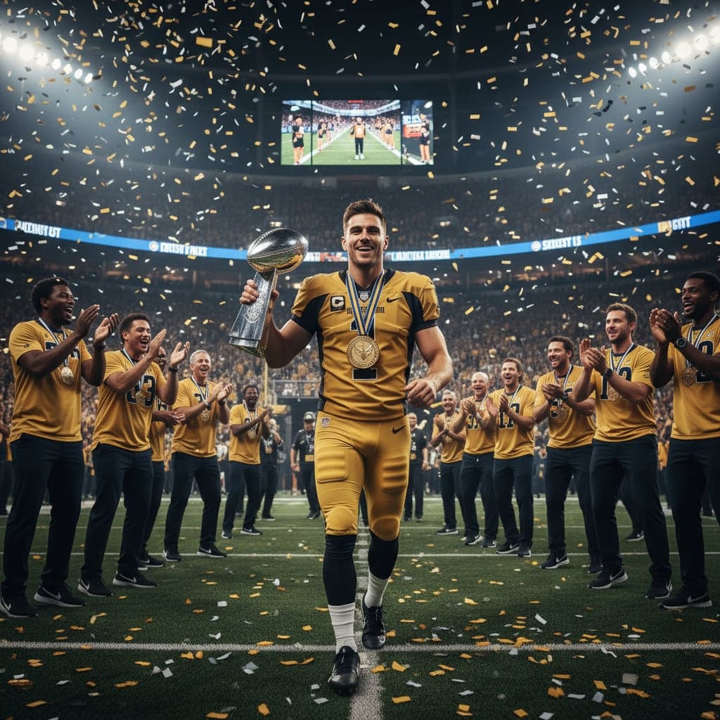 Victory walk with coaches and teammates