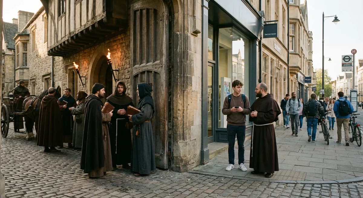 then and now photo of Oxford University medieval vs modern