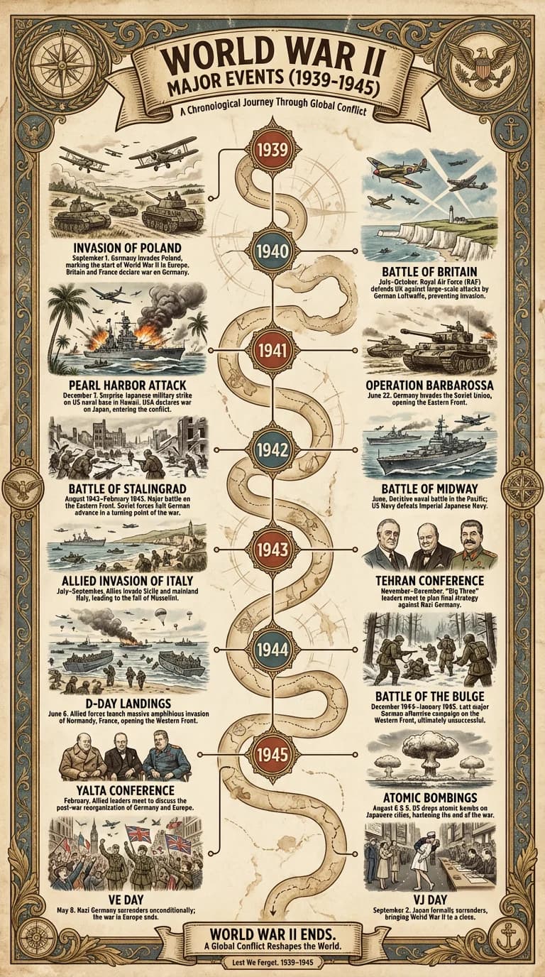 World War II Timeline timeline infographic example