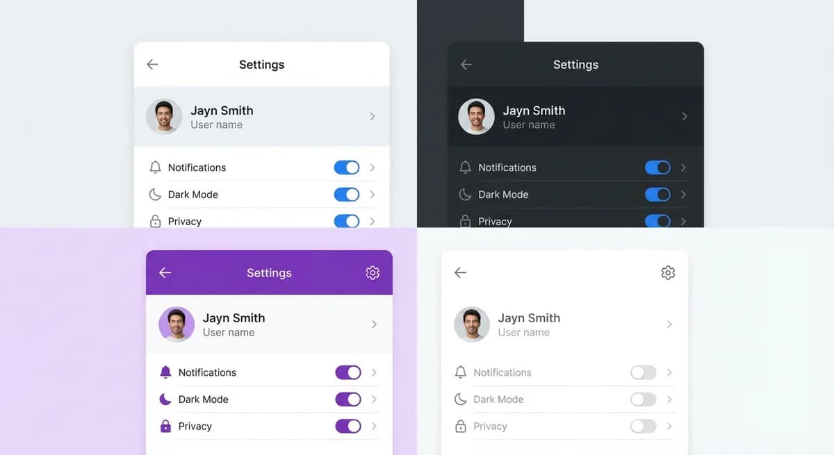 Settings Page - UI mockup example