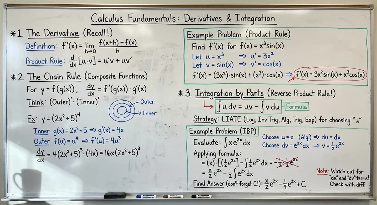 AI-generated whiteboard notes showing Calculus Lecture