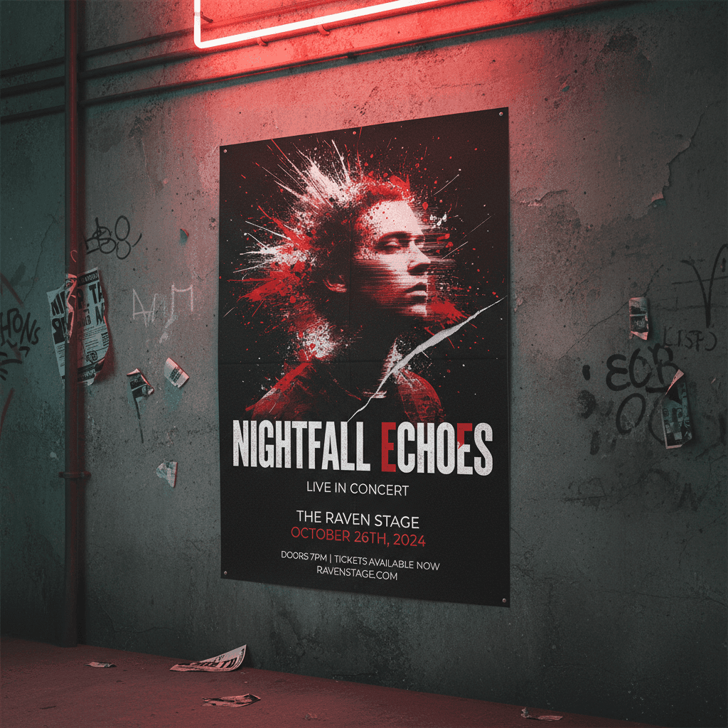 Artist photo transformed into promotional concert poster