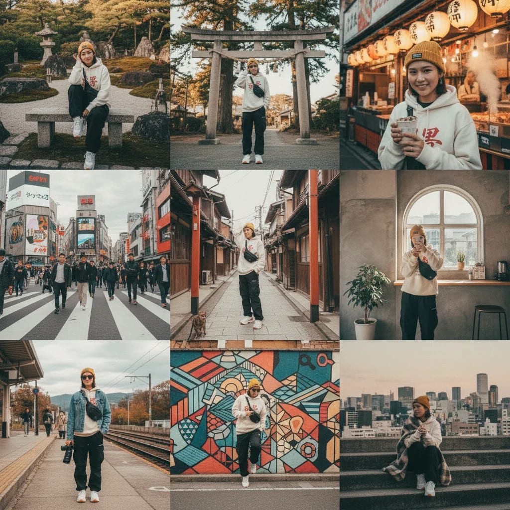 AI generated 9-image Instagram grid