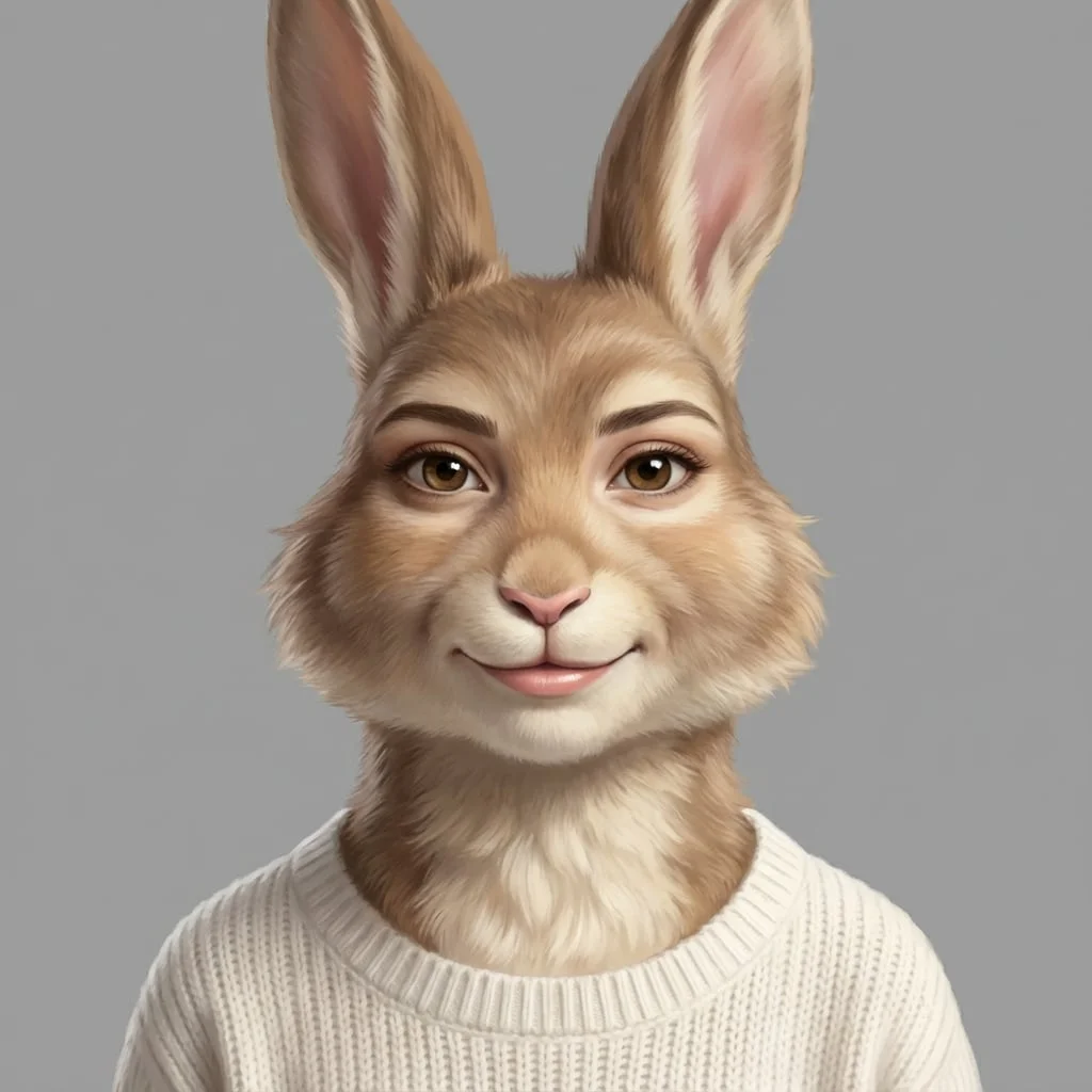 Bunny fursona Semi-Realistic style after