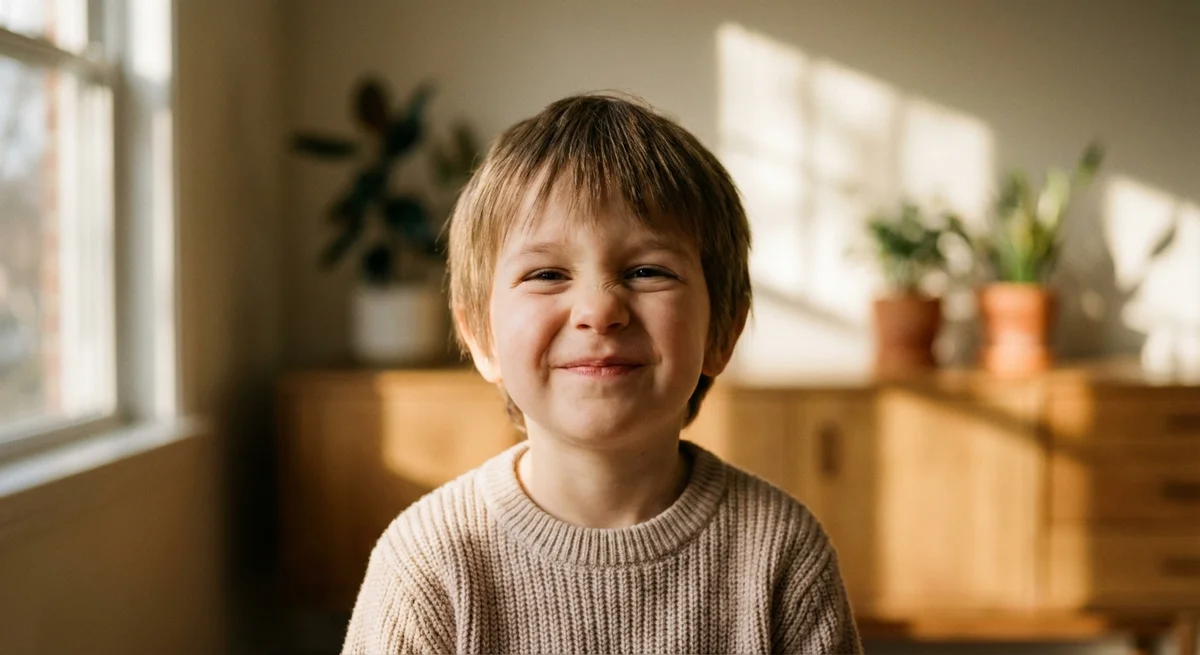 Original photo before Child portrait transformed into storybook illustration