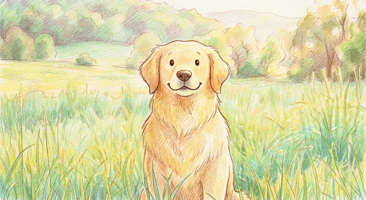 Pet photo with warm colored pencil treatment - colored pencil illustration result
