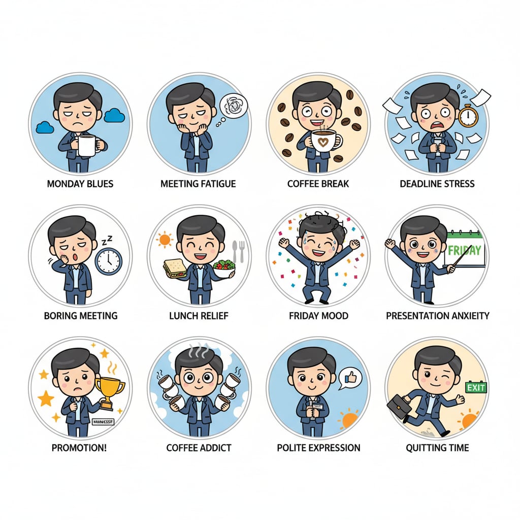 AI sticker maker: professional character pack for office and work-from-home