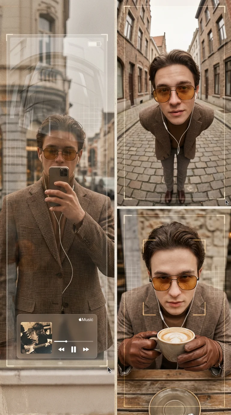AI-generated streetwear collage with warm amber tones and urban editorial style